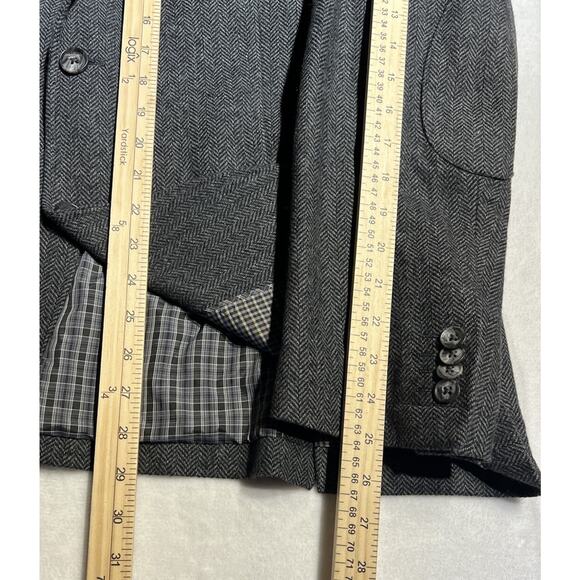Joseph Abboud XL 44R Mens Blue Gray Herringbone Tweed Blazer Sport Coat Jacket - Picture 12 of 14